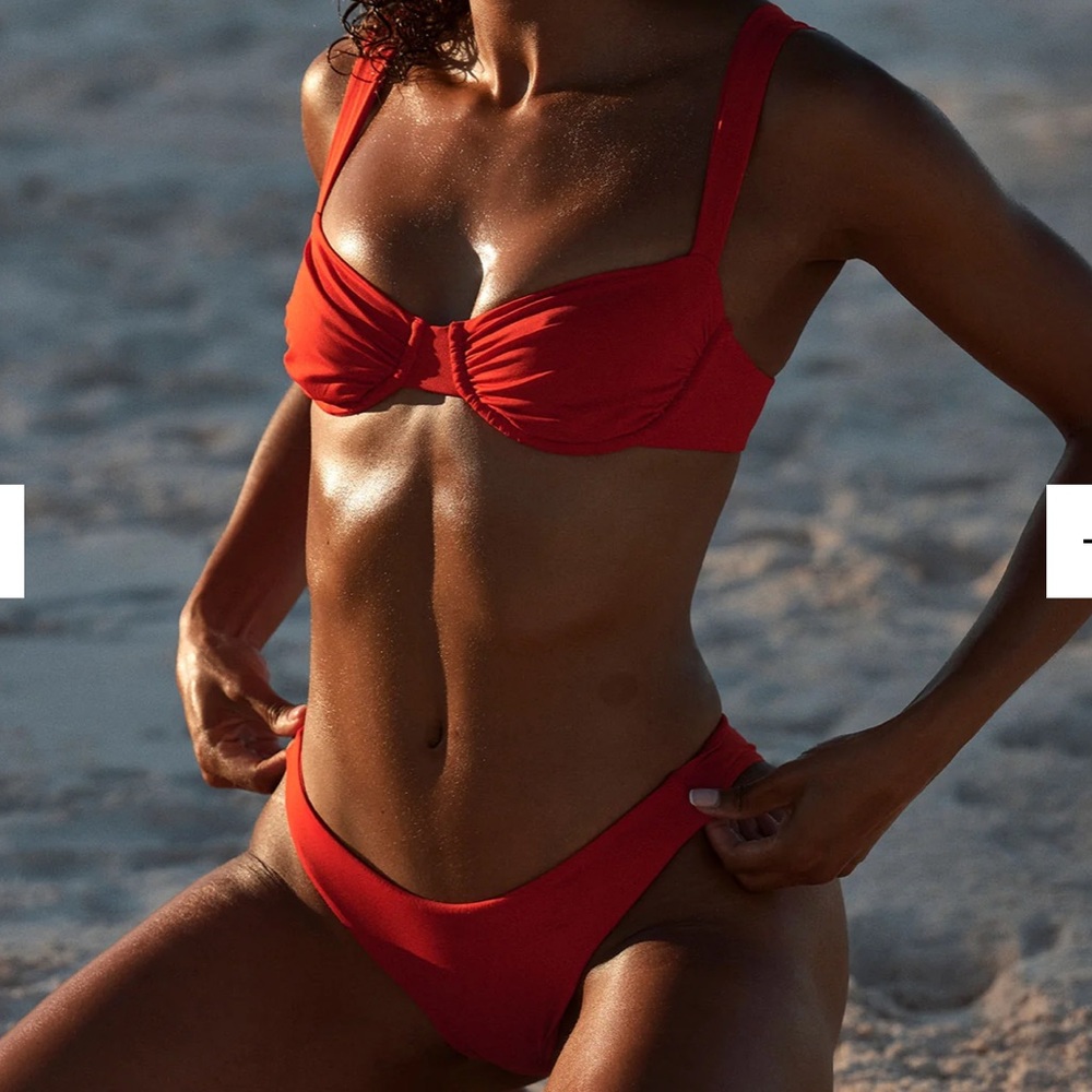Monday Swimwear Malibu Bikini Top and Byron Bikini Bottom in Chile Pepper